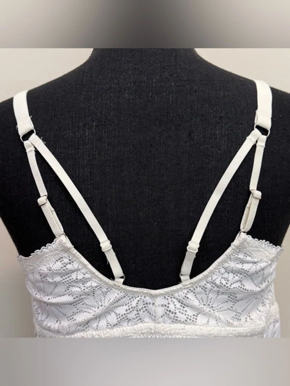 NEW Aerie Floral Lace Padded Longline Bralette Womens XL Ivory Bra Removable Pad